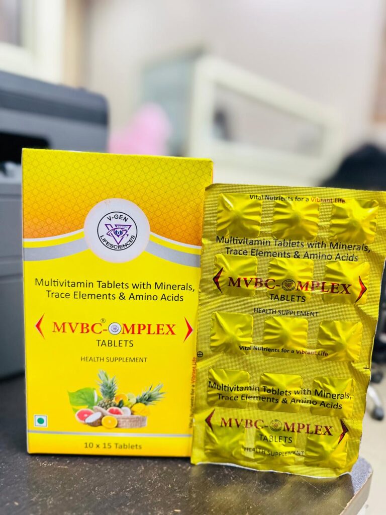 MVBC Complex multivitamin tablets with minerals, trace elements, and amino acids by Vgen Lifesciences - health supplement for energy, immunity, and daily nutritional support.